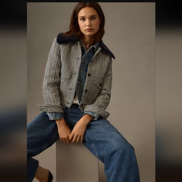 NWT Maeve Tweed Faux Fur-Collar Jacket, Size S - Picture 2 of 6